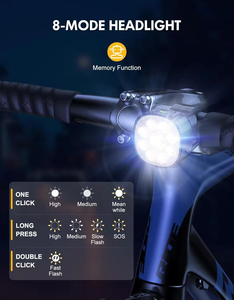 Juego de Luces Delanteras/Traseras para Bicicleta de 300LM, LED Impermeable para Carretera y MTB, con Batería Recargable, Luz para Ciclismo Nocturno - Product Image 2