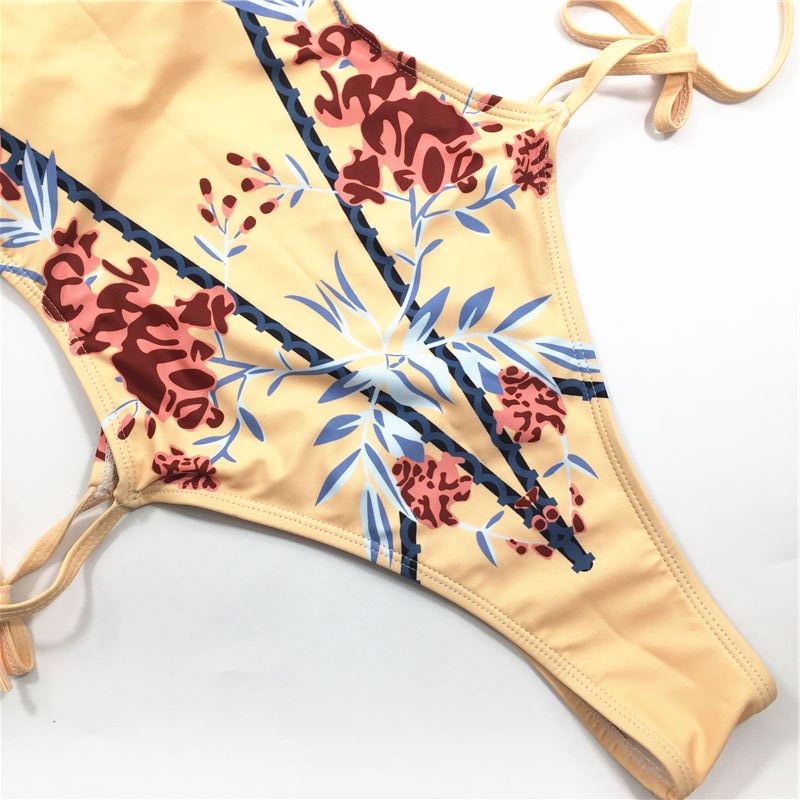 Wholesale 2021 Multi-binding belt fashion printed swimsuit beach wear