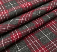 Tissu de chemise en coton mélangé teint en fil double brossé, respirant et de poids moyen, à carreaux, pour hommes et femmes