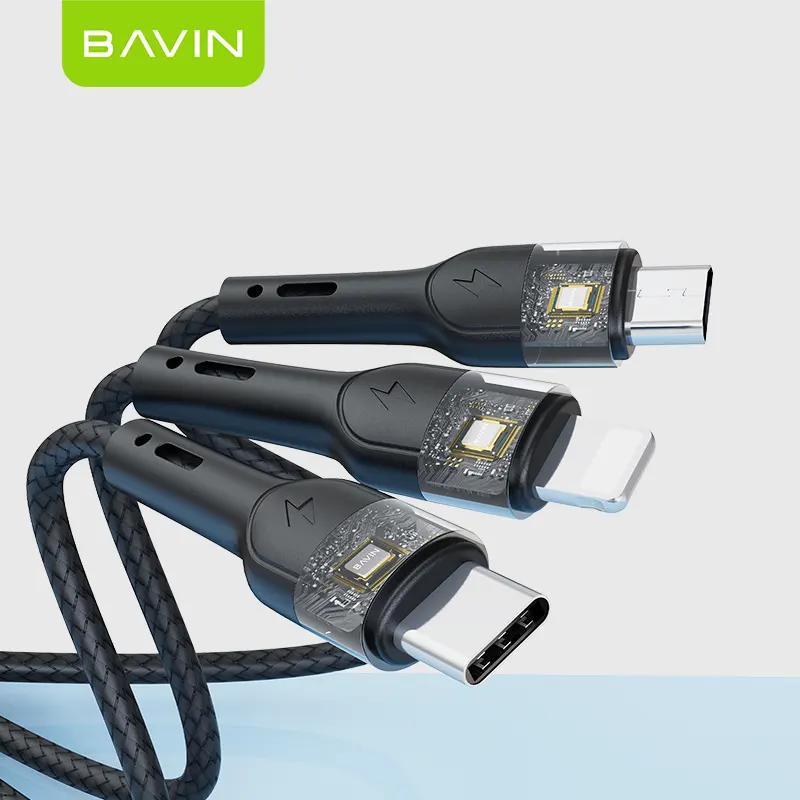 BAVIN CB236 18W 3 IN1 2.4A 고속 충전 마이크로 타입 C 통신 선 USB 데이터 케이블