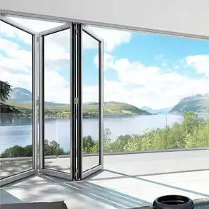 Sunnysky diseño puertas plegables de aluminio plegable patio exterior aluminio bi plegable puerta de vidrio puertas de acordeón