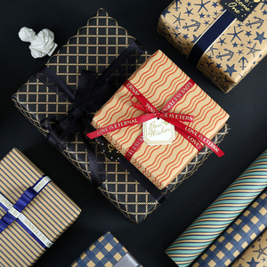 Wrapping <b>Paper</b> Gift <b>Paper</b> Dark Checkered Yellow Kraft Eco-friendly Simple Neutral <b>Pattern</b> Set For Craft Gift Packaging - Product Image 2