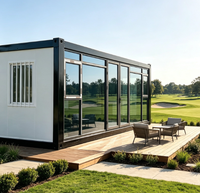 Maison conteneur préfabriquée en kit avec grande fenêtre vitrée, bureau conteneur modulaire et portable pour hébergement sur chantier