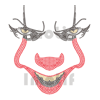 Nouveau motif de transfert de strass thermocollant personnalisé avec logo Clown, style Halloween, à presser à chaud, avec cristaux brillants pour vêtements