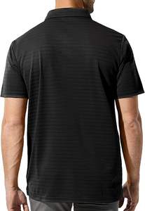 Chemise de golf tricotée à rayures légères 100% polyester pour homme, séchage rapide, respirantes, manches courtes, col décontracté, haute qualité - Product Image 2