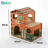 Maison pour chat en carton à 2 étages avec logo personnalisé, arbre à chat et plateforme à gratter pour l'emballage de produits pour animaux de compagnie en détail et en gros