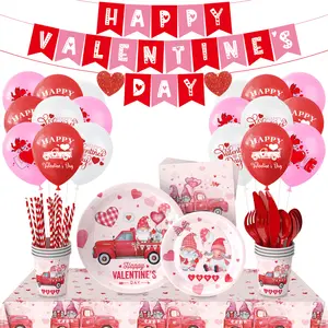 Giấy dùng một lần trang trí cốc giấy đặt xe màu hồng Ngày Valentine chủ đề trang trí tiệc