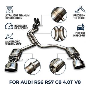ท่อไอเสียแบบ Catback รุ่น Vortex SS304 พร้อมวาล์วและปลายท่อรูปวงรี สำหรับ Audi RS6 RS7 C8 4.0T V8 BiTurbo ปี 2019-2025 แบบ Bolt-On เพิ่มสมรรถนะแบบสปอร์ต - Product Image 1