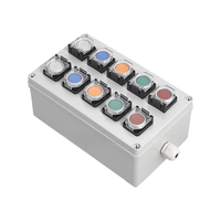 Boîtier de boutons à 10 voies à réinitialisation automatique avec couvercle de protection, station de montage en surface à double rangée, étanche IP65