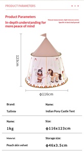 Tente de jeu pour enfants HOUMU, imprimé poney indien, respectueuse de la peau et de l'environnement, spacieuse, pour l'intérieur, monocouche, quatre saisons, imperméable - Product Image 2