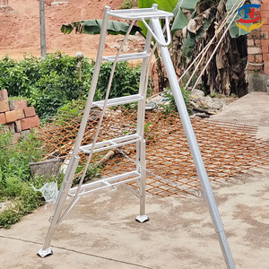 Escalera de jardín de aleación de aluminio de 4 peldaños, duradera, para la recolección en huertos y trabajos en el jardín. - Product Image 1