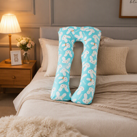 Oreiller de grossesse en coton en forme de U, imprimé lapin mignon, coussin de maternité pour le corps, soutien pour l'allaitement des femmes enceintes