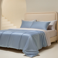 Parure de lit de luxe 4 pièces 100% coton, super douce, respirante, lavable en machine, draps, taies d'oreiller, housse de couette 200TC, style européen