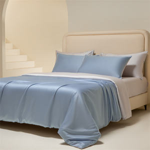 Parure de lit de luxe 100 % coton, 4 pièces, super douce, lavable en machine, draps, taies d'oreiller, housse de <span class=keywords><strong>couette</strong></span>, 200 fils/cm², style européen et américain - Product Image 6