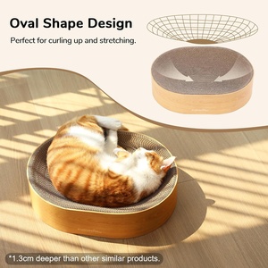 <span class=keywords><strong>FUKUMARU</strong></span> Classique Écologique Chat Scratcher Carton Salon Lit 2-en-1 Scratch Pad Ovale Intérieur Durable Salon Toutes Saisons - Product Image 4