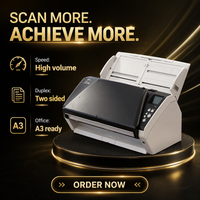 Scanner de documents recto-verso FI-7480 A3 à alimentation par feuilles, 80 ppm, 160 ipm, CCD 600 dpi, USB 3.0, pour bureau