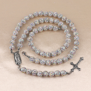 <span class=keywords><strong>Collana</strong></span> Bling Bling Bling Disco Ball <span class=keywords><strong>collana</strong></span> rosario religioso di alta qualità con rosario <span class=keywords><strong>rosa</strong></span> bianco e <span class=keywords><strong>perline</strong></span> da donna - Product Image 3