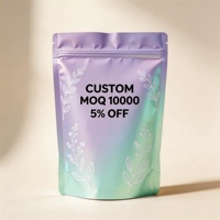 Pochettes personnalisées holographiques laser refermables, emballage brillant pour cosmétiques, MOQ 100 000, 5 % de réduction
