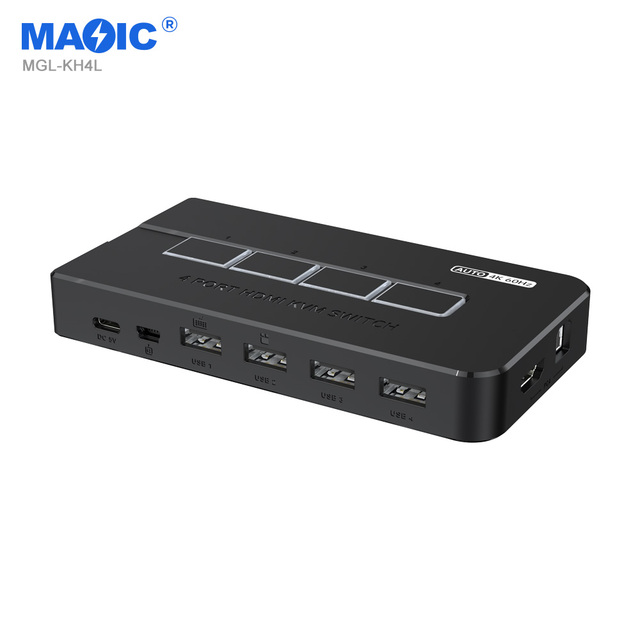 4K 60HZ Auto for HDMI USB KVM Switch 4x1 2.0 Video Switch Selector 4-in-1 for HDMI KVM Switch with 4 Ports Desktop Control in