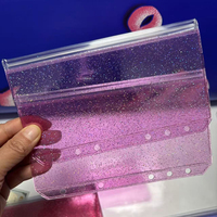 Y&G Nuevo y Popular Sobre para Dinero A6 de PVC Suave con Brillo, Dos Bolsillos, Cierre de Cremallera, Páginas Insertables y Duradero para Carpeta de Presupuesto