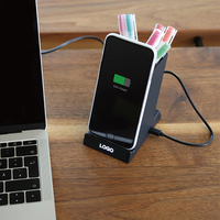 Organisateur de bureau 3 en 1 Porte-crayon Porte-téléphone Support pour téléphone Chargeur sans fil