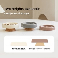 Gamelle surélevée de luxe en céramique pour chat et chien, avec base en bois massif, pour une alimentation lente