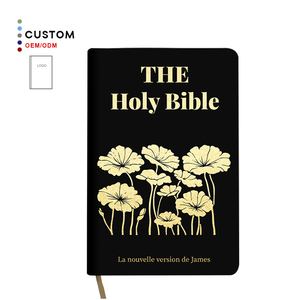 <span class=keywords><strong>Bible</strong></span> personnalisée bilingue français-<span class=keywords><strong>anglais</strong></span>, design Lotus personnalisé, logo estampé à chaud, couverture noire, <span class=keywords><strong>Bible</strong></span> NJV en cuir PU - Product Image 1