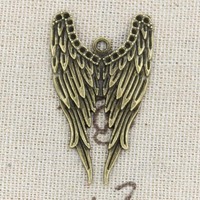 Breloques ailes d'ange 39x24mm tibétain argent couleur pendentifs Antique fabrication de bijoux bricolage artisanat fait main