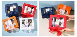 Window gift <b>box</b> paper gift <b>box</b> with clear window gift <b>box</b> with ribbon bow rectangular favor <b>box</b> gift hamper <b>box</b> - Product Image 6