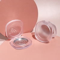 Palette de fard à joues cosmétique vide en plastique transparent mat avec logo personnalisé emballage de maquillage étui compact poudre pressée carrée
