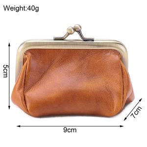 Bolso de Mano Tipo Clutch de Cuero Genuino Vintage de Alta Calidad para Mujer, Cierre de Broche, Monedero Retro para Monedas - Product Image 3