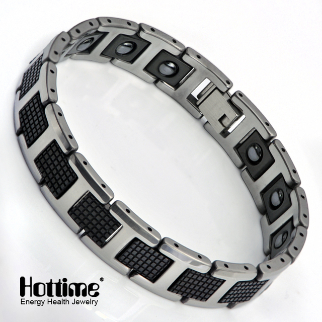 New Arrival Trendy Luxury Natural Tourmaline Tungsten Steel Chain & Link Health Magnetic Energy Bracelet