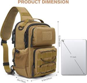Tactical Fashion Sling Bag for Unisex Molle Crossbody Shoulder <b>Pack</b> Detachable Strap 20-36L <b>Waterproof</b> Polyester Lining Zipper - Product Image 2