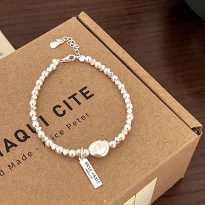 <b>Silver</b> Ruitai S925 Sterling <b>Silver</b> <b>Beaded</b> Letter Tag Bracelet Women's Everyday Wear Fine Charm Jewelry - Product Image 2