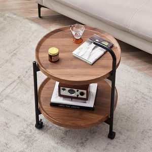 Meubles de salon pour la maison, <span class=keywords><strong>table</strong></span> basse ronde en bois de style moderne, <span class=keywords><strong>table</strong></span> d'appoint en bois durable avec <span class=keywords><strong>roulettes</strong></span> - Product Image 2