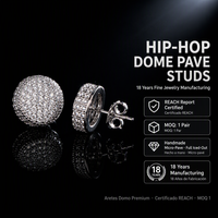 Boucles d'oreilles clous en laiton plaqué or rose, micro-pavé de zircone cubique (CZ), style hip-hop, pour rappeur, pour un look très imposant, idéales pour les fêtes