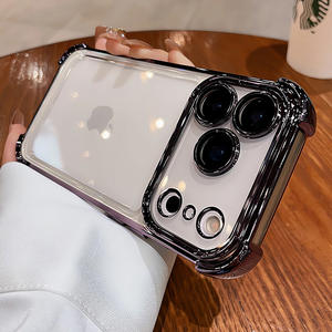 Funda de teléfono suave transparente a prueba de golpes chapado de lujo para <span class=keywords><strong>iPhone</strong></span> 17 Air 17 Pro 16 15 <span class=keywords><strong>14</strong></span> <span class=keywords><strong>13</strong></span> 12 11 17Pro Max Plus funda de parachoques anticaída - Product Image 5