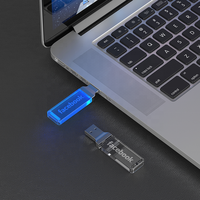 UM69 akrilik USB, pena Drive usb ramping dengan logo LED kustom 2.0 3.0 Mini akrilik 8Gb 16Gb 32G 64Gb 128Gb