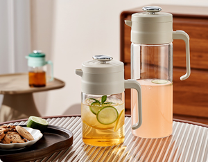 Carafe à <span class=keywords><strong>eau</strong></span> froide moderne grande capacité <span class=keywords><strong>en</strong></span> <span class=keywords><strong>verre</strong></span> borosilicate résistant à la chaleur avec couvercle anti-fuite et conception facile à nettoyer - Product Image 4