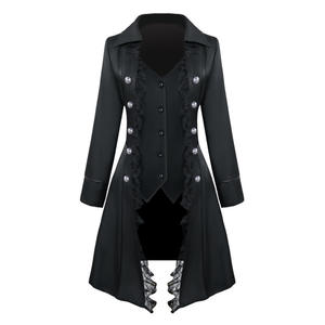 Chaqueta <span class=keywords><strong>de</strong></span> traje victoriano Vintage Medieval para mujer, gabardina <span class=keywords><strong>de</strong></span> encaje con doble botonadura, chaleco Steampunk ajustado, abrigo para mujer - Product Image 6