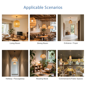 Tre dệt ánh sáng mặt dây chuyền retro mây nghệ thuật đèn chùm nhà hàng Thanh treo ánh sáng <span class=keywords><strong>handmade</strong></span> tre đèn lồng Mặt dây chuyền đèn - Product Image 5