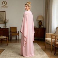 Fournisseur de vêtements musulmans : Nouvelle conception d'Abaya musulmane bleue modeste pour femmes, Blouses ethniques en crêpe pour l'hiver, Fourniture ODM de robes pour femmes