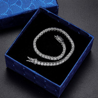 C & J Pass Test 2mm Or Blanc 925 Sterling Micro VVS Moissanite Diamant Prong Cuban Link Bracelet Bijoux Hip Hop glacés