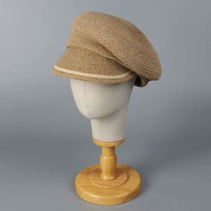 2025 New Arrival Striped Beret Cap Summer <b>Sunscreen</b> Straw Hat Colorful Side Casual Women Fashion Straw Sun Hat - Product Image 3