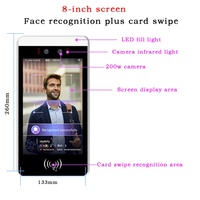8 İnç Özelleştirilebilir Android 11 Dokunmatik Ekranlı Yüz Tanıma Saat Makinesi NFC/IC Kart Desteği Biyometrik Sıcaklık Ölçümü