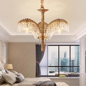 Lustre <span class=keywords><strong>de</strong></span> style français BGST pour hôtel, salon, décoration artistique, en laiton doré, forme <span class=keywords><strong>de</strong></span> <span class=keywords><strong>feuille</strong></span>, <span class=keywords><strong>luminaire</strong></span> en laiton, <span class=keywords><strong>feuille</strong></span> <span class=keywords><strong>de</strong></span> <span class=keywords><strong>palmier</strong></span>, lustre en cristal - Product Image 2