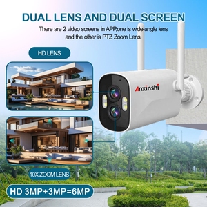 กล้องวงจรปิดไร้สาย 6MP 2CH HD แบบคู่เลนส์ CMOS รูปทรงกระบอก มองเห็นในเวลากลางคืน รองรับ H.265 บันทึกข้อมูลบนคลาวด์ สนทนาได้สองทาง ซูม 10 เท่า กันน้ำ - Product Image 6