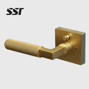 Manijas de Puerta Ambidiestras con Acabado Satinado Dorado y Diseño Moderno, Fácil Instalación, para Hoteles, Villas y Almacenes - Product Image 1