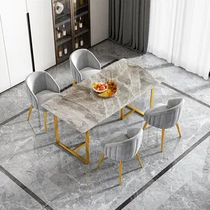 İskandinav oturma ev mobilya yemek odası Modern mermer yemek masası seti
