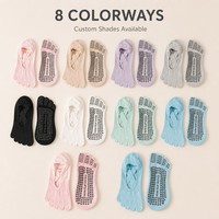 Chaussettes de yoga OEM personnalisées pour femmes, à 5 orteils, dégradé teint par immersion, respirantes, confortables, séchage rapide, résistantes aux taches, semelle antidérapante en caoutchouc